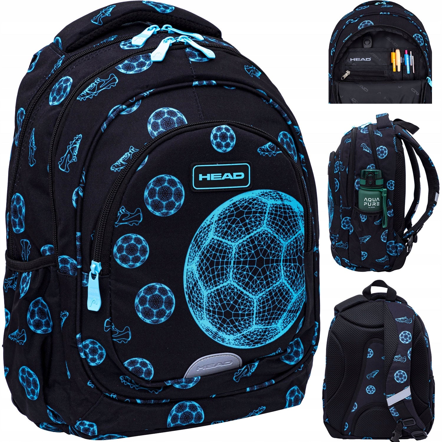 School backpack 20L Head Football fan 3 compartments, AB330 for boy class 1-3
