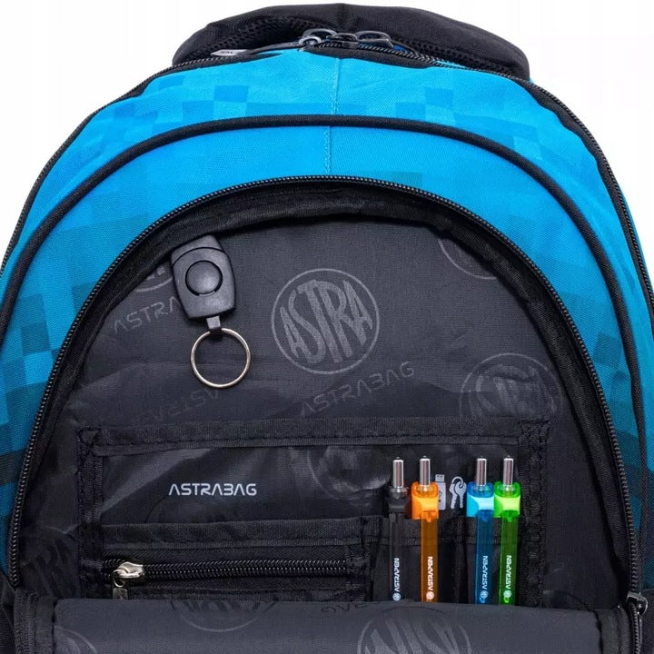 School backpack 3-chamber Pixele Blue Sword Kilof AB330 Astra Brand AstraBag