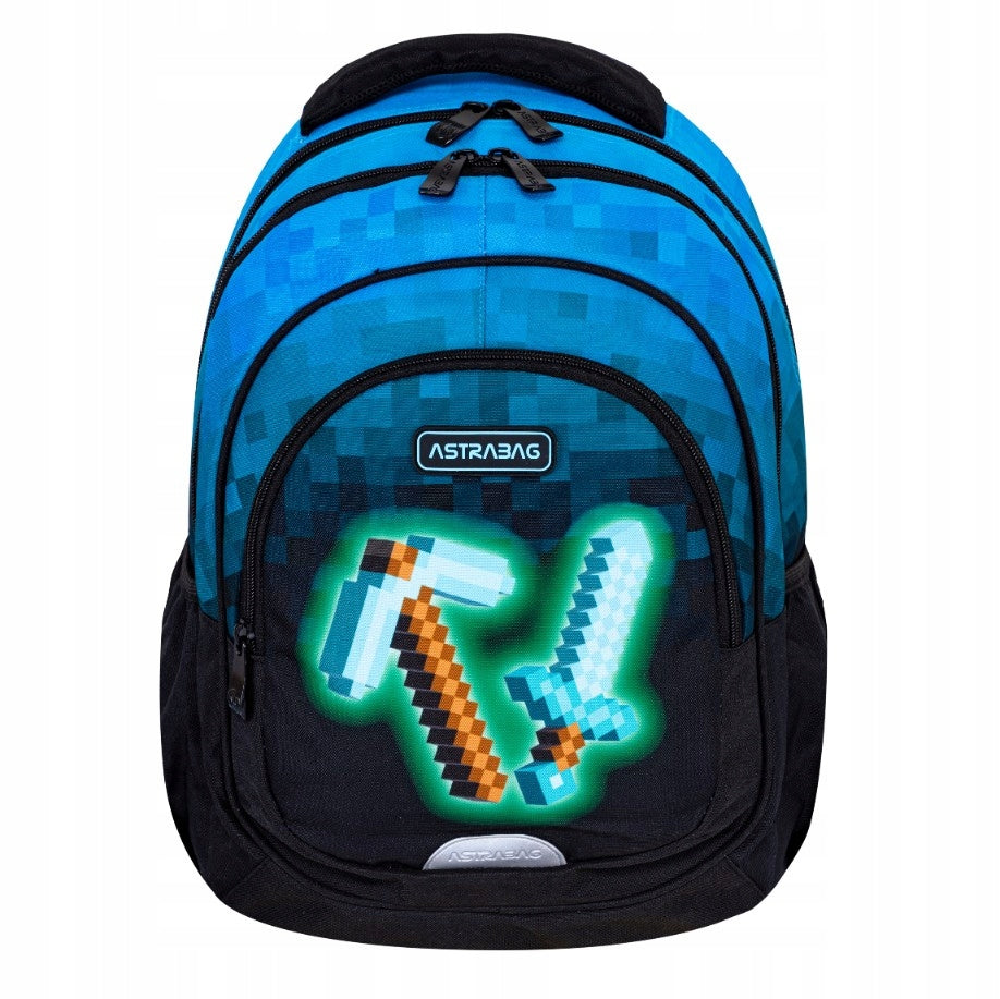School backpack 3-chamber Pixele Blue Sword Kilof AB330 Astra