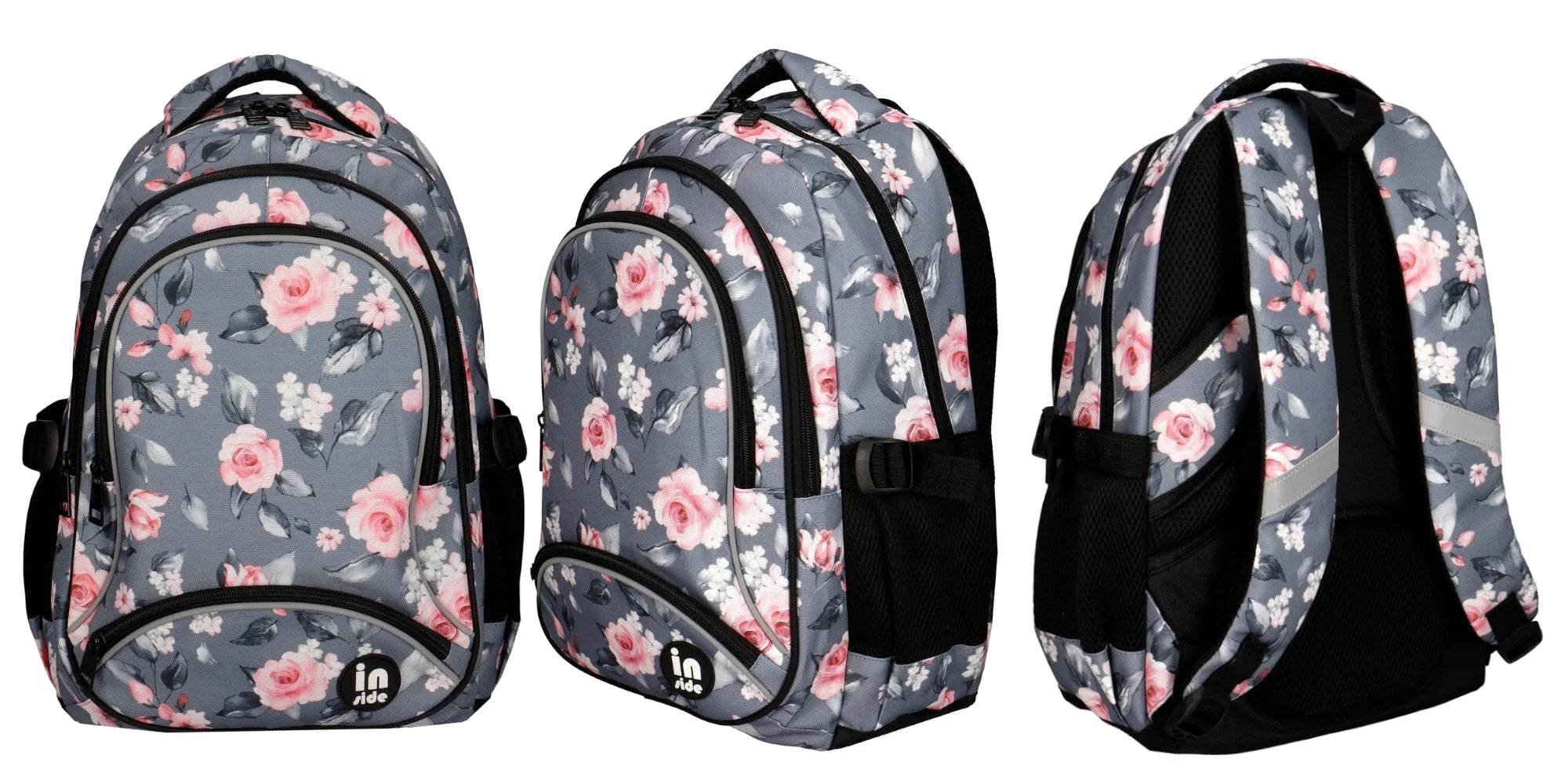 School backpack 3 compartments Roses Incood Brand Incood