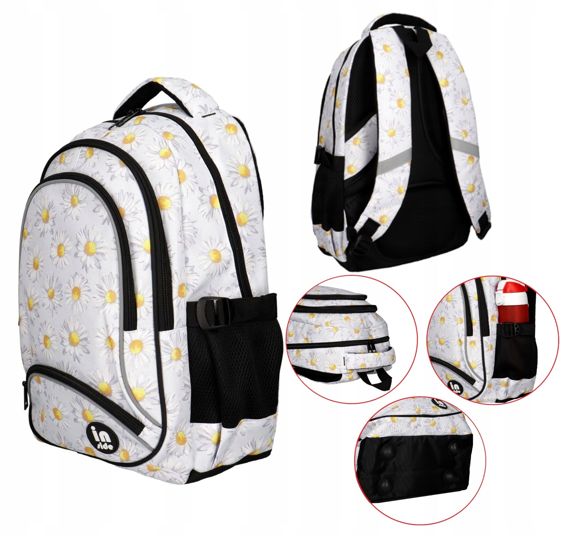 School backpack 3 compartments flowers Margarets Incood