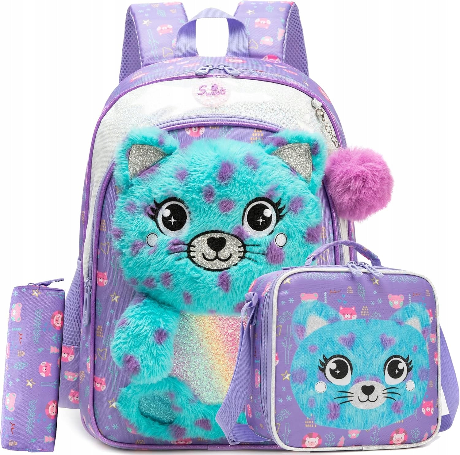 School backpack 3in1 multi-chamber A4 + lunch bag + pencil case set