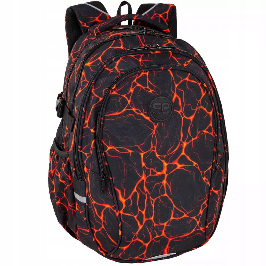 School backpack 4 compartment CoolPack black, red, orange 29l magma