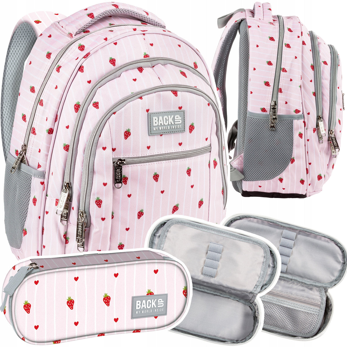 School backpack BackUP 26 L PINK LOVE pink for girls