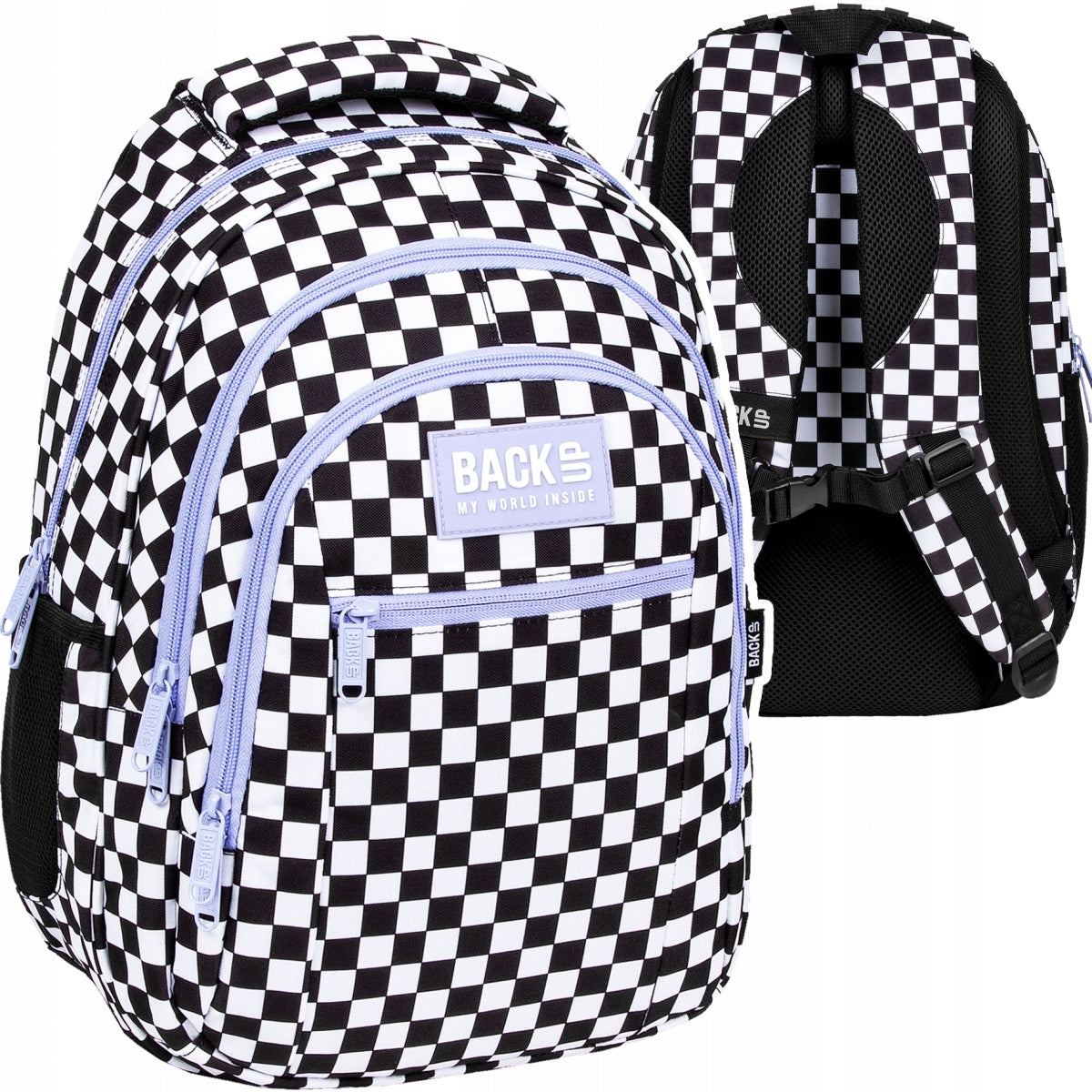School backpack BackUP 26 L grille with purple elements, SZA