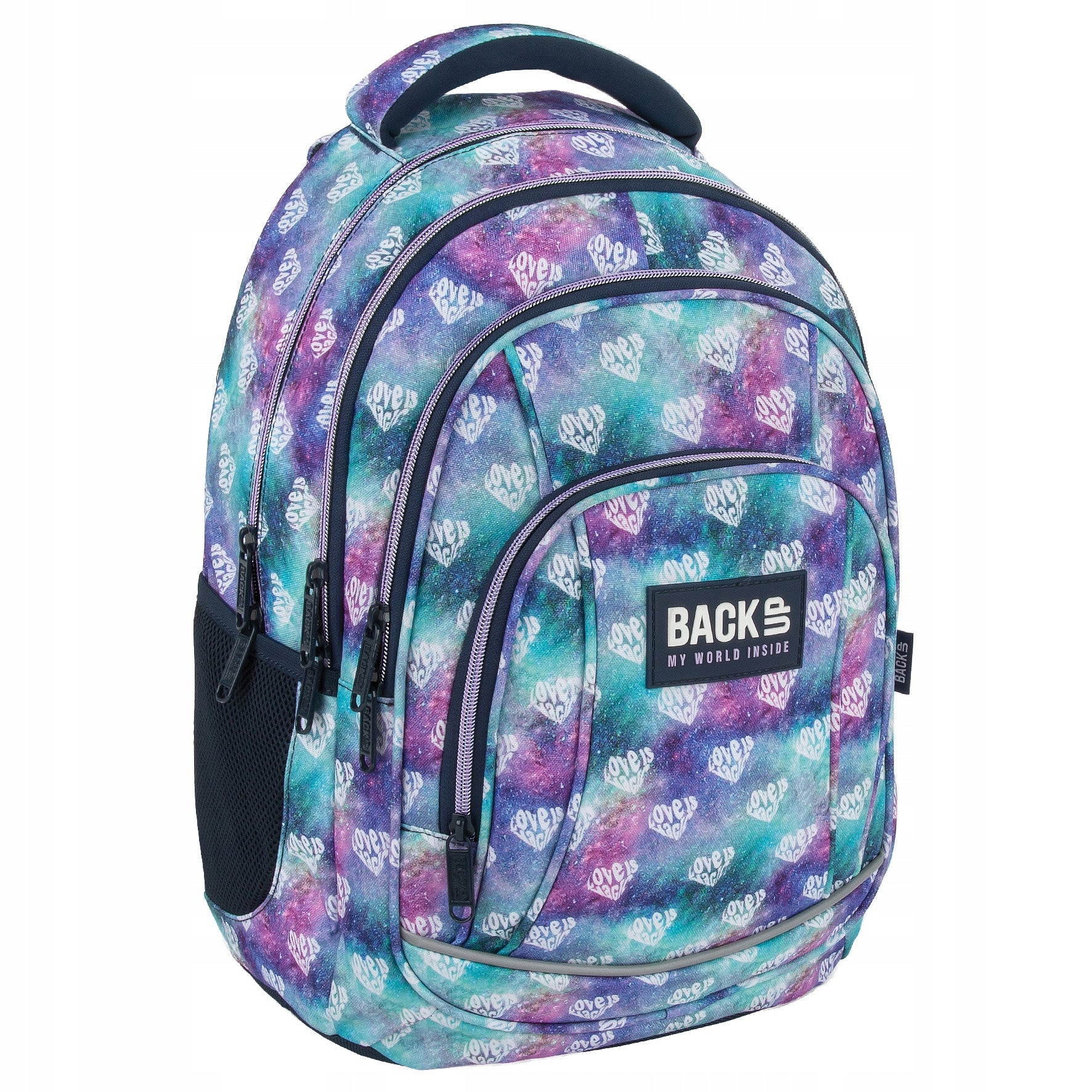 School backpack BackUP 26 L heart diamonds, MAGIC LOVE