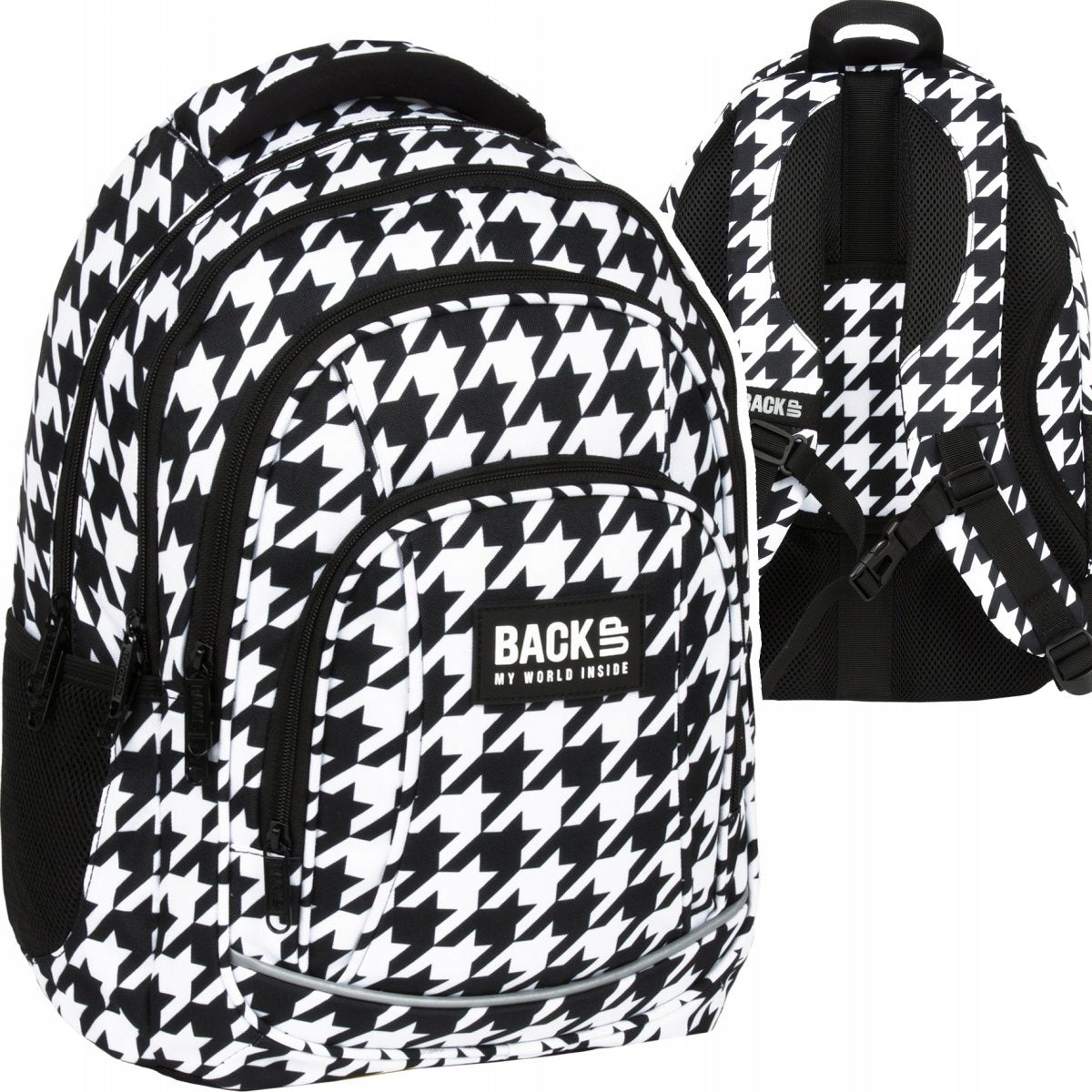 School backpack BackUP 26 L pepitka, CLASSY CHESSBOARD 26 LITER.
