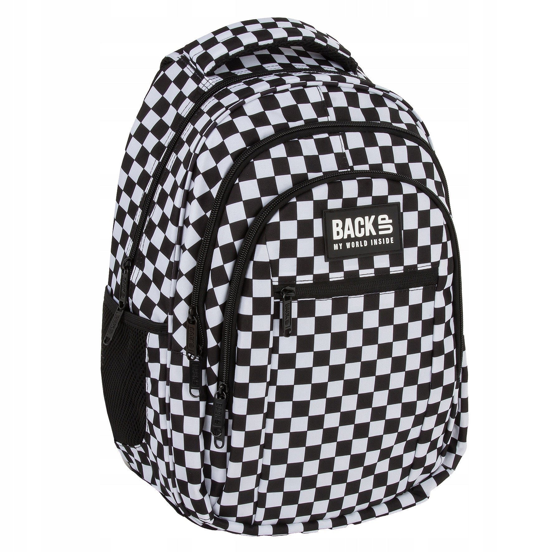 School backpack BackUP 26L CHESSBOARD laptop A4 grille BLACK Packaging status original