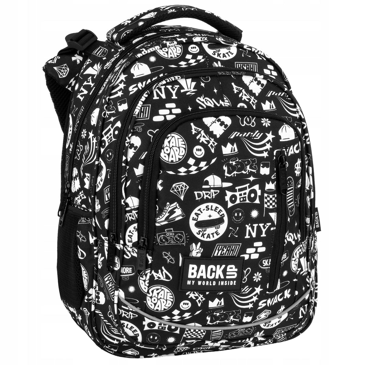 School backpack BackUP DRIFT 24L black 3 compartments CLASS 1-3 for boyfriend Manufacturer code 5906601701566