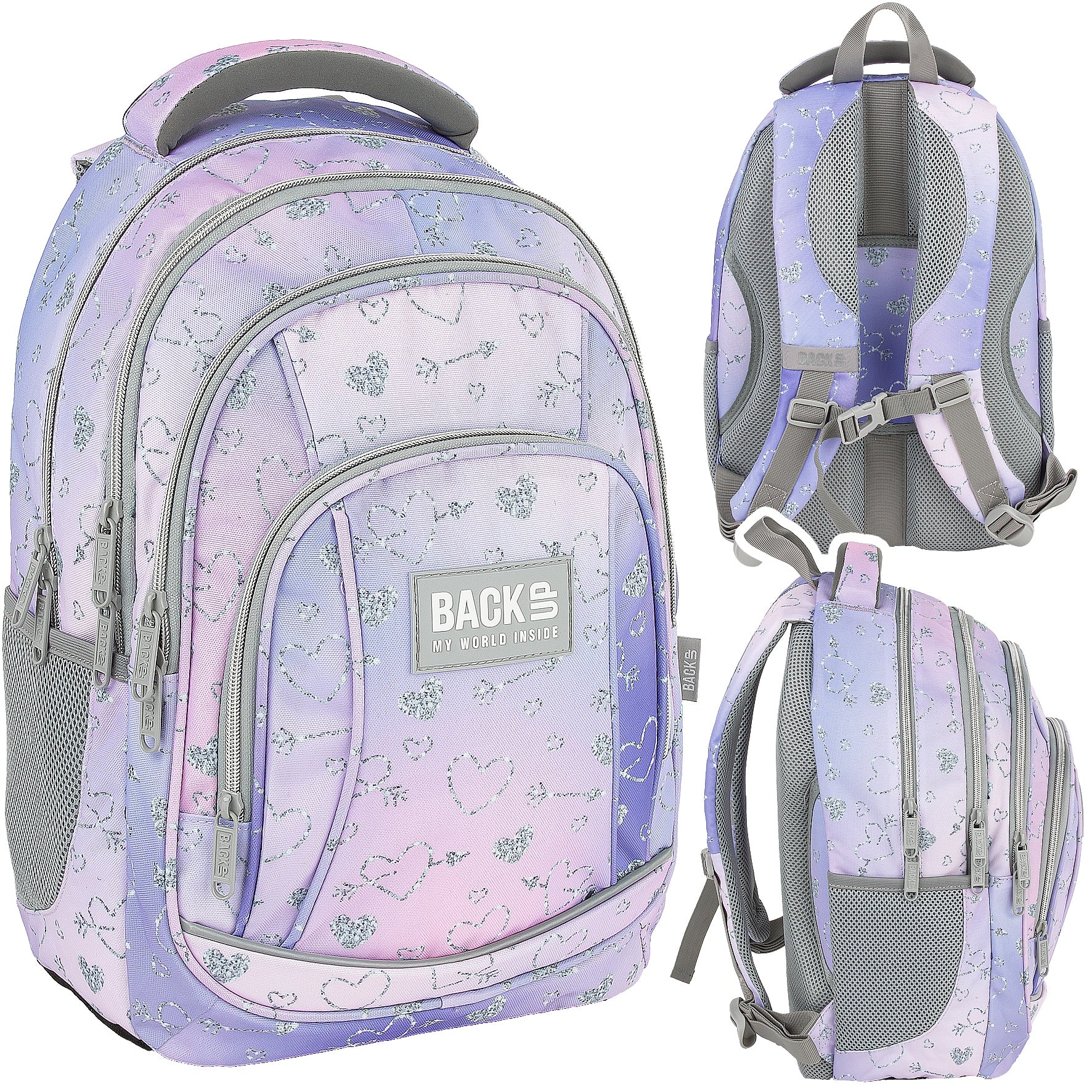 School backpack BackUP LARGE 26 L hearts, TWINKLE FOR GIRLS