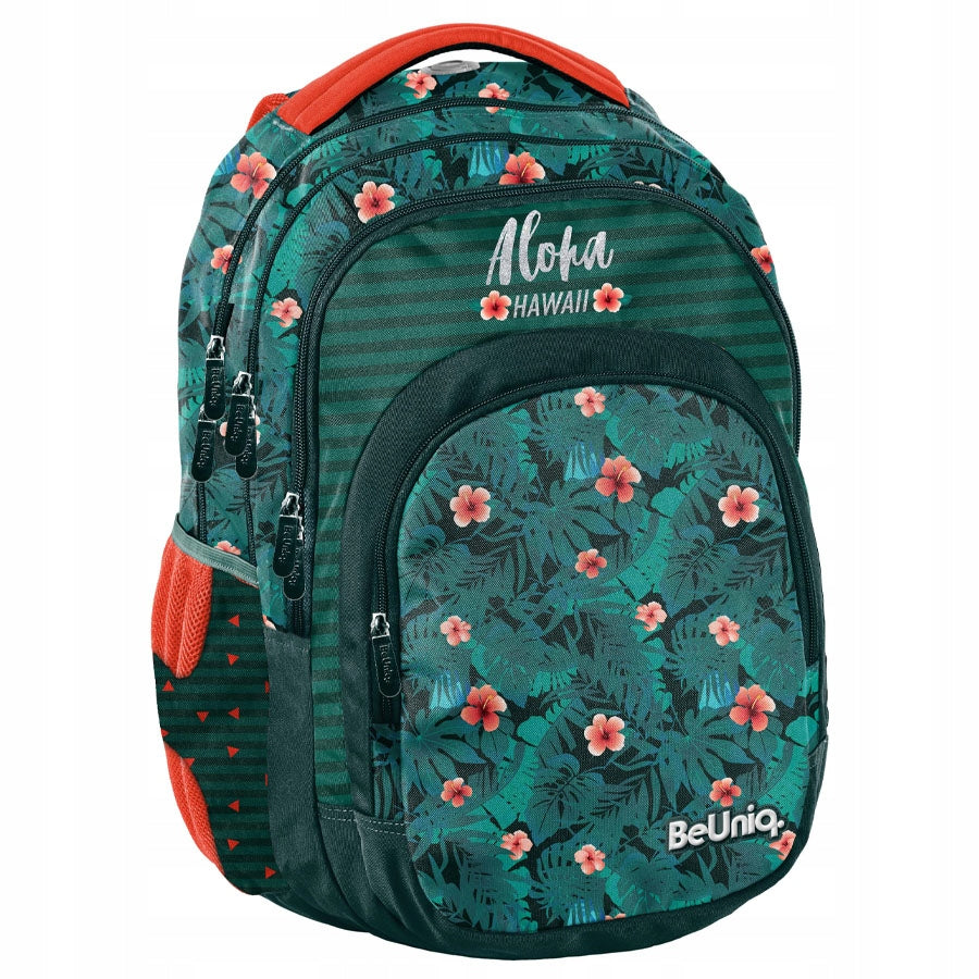 School backpack BeUniq Orange youth flowers
