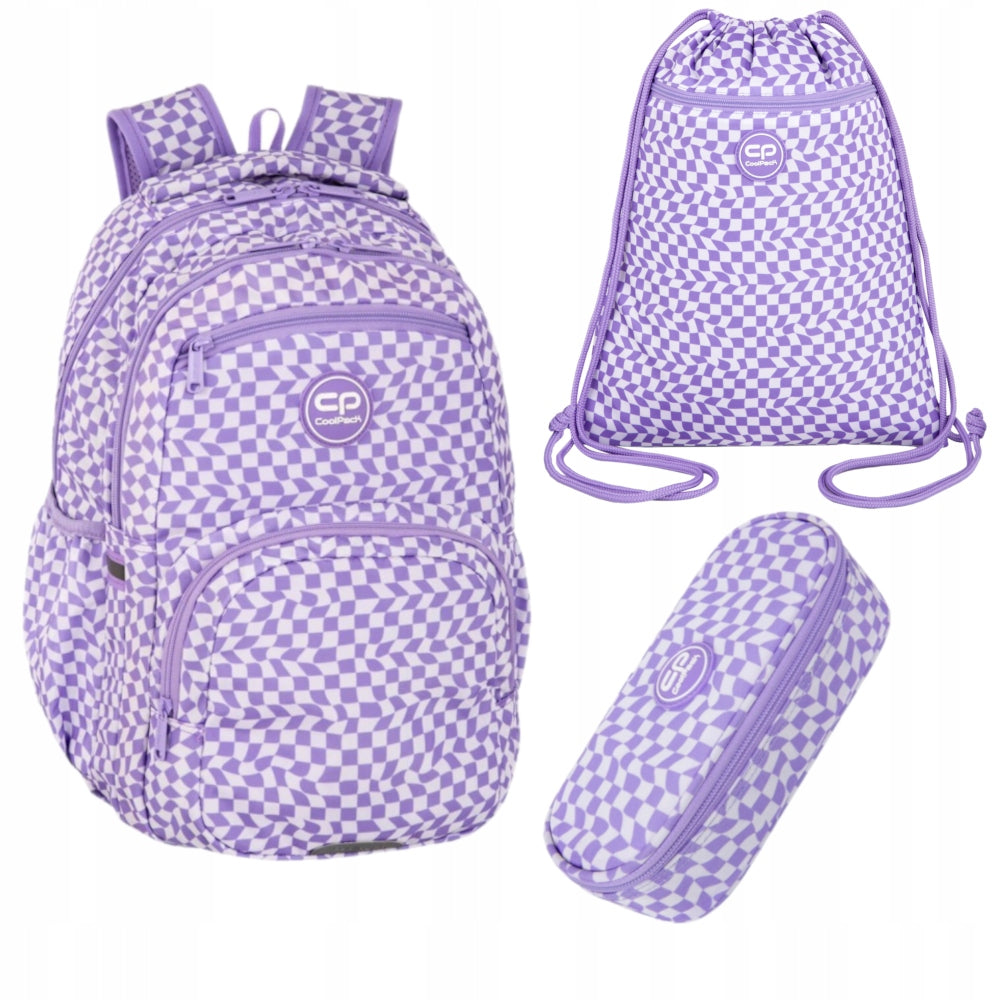 School backpack CoolPack Yoghurt checkered chessboard Set