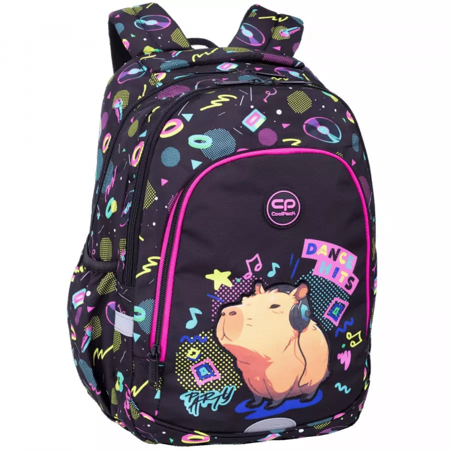 School backpack CoolPack black, multicolor, green capybara F162961