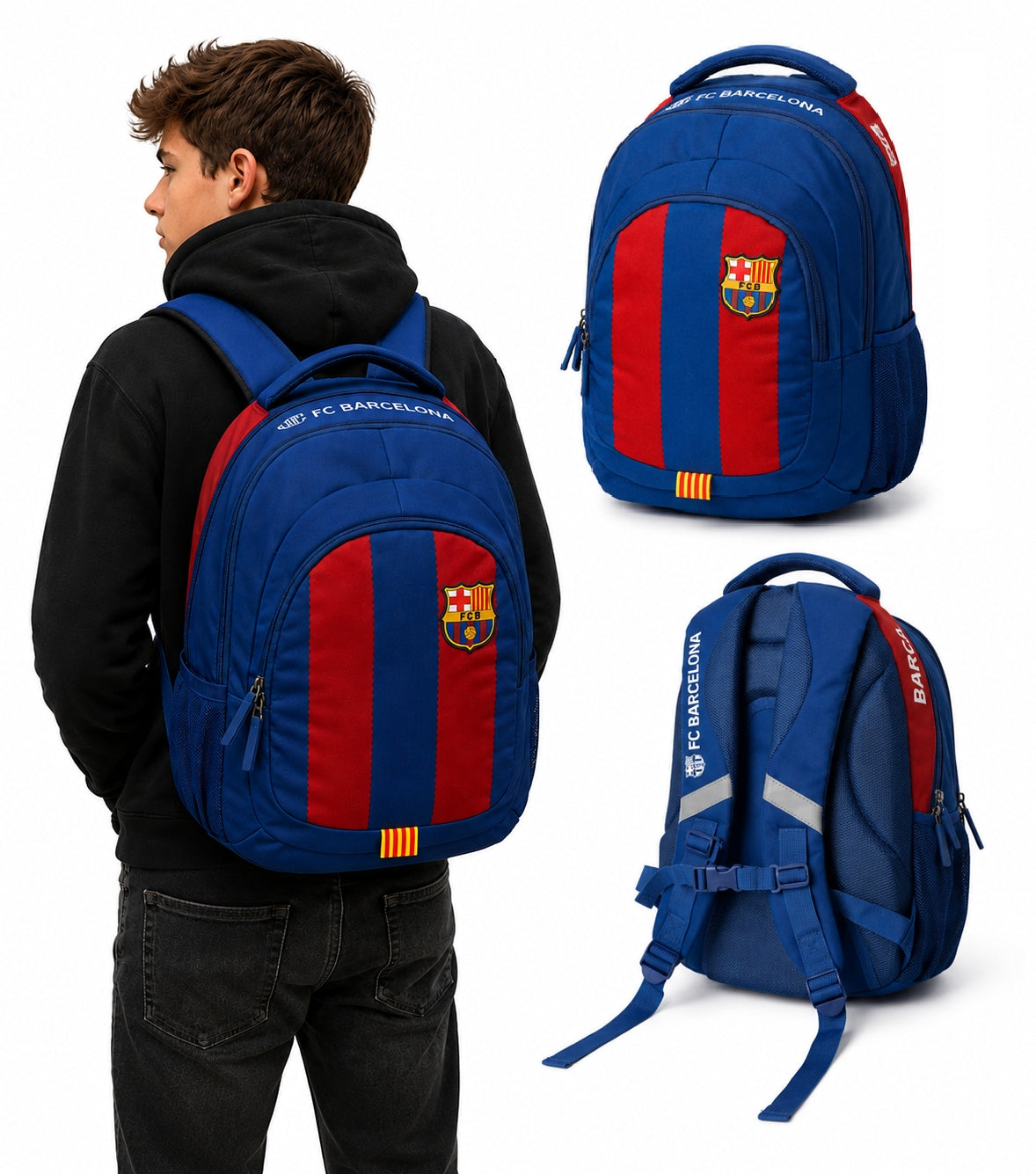 School backpack FC Barcelona 39 cm 3-chamber waterproof reflectors
