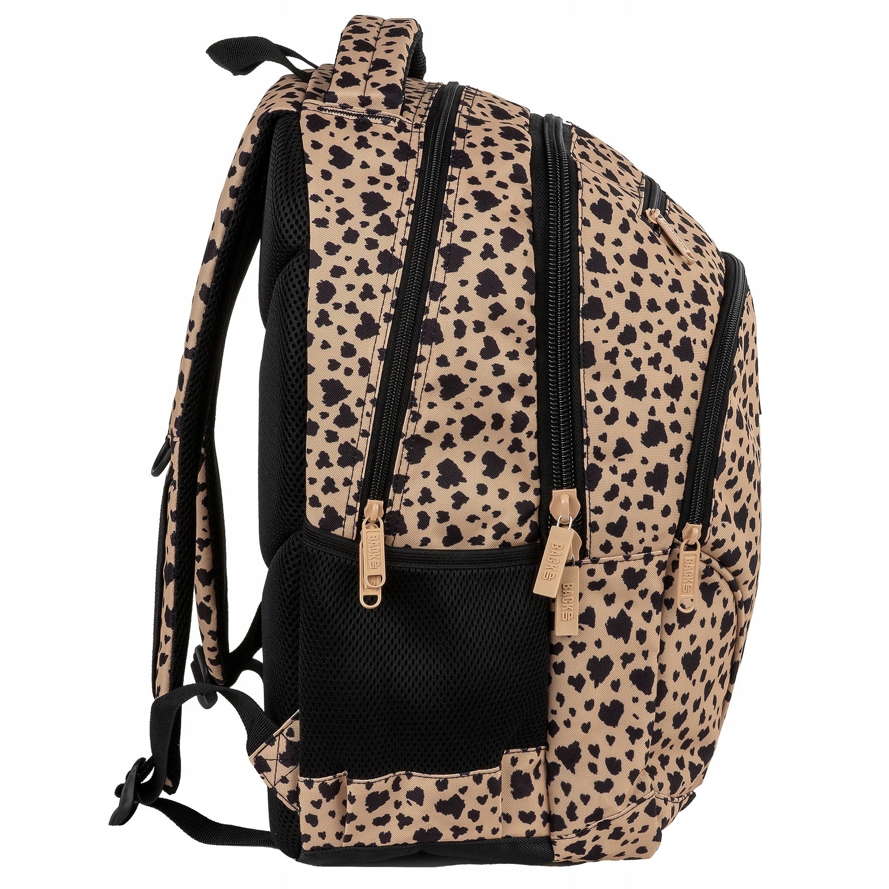 School backpack FOR GIRLS BackUP 26 L LEOPARD BLACK AND BEIGE LEOPARD PRINT Packaging status original