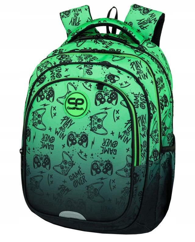 School backpack Fast Game Over gradient green for boy class 1-3 Coolpack Manufacturer code F163969
