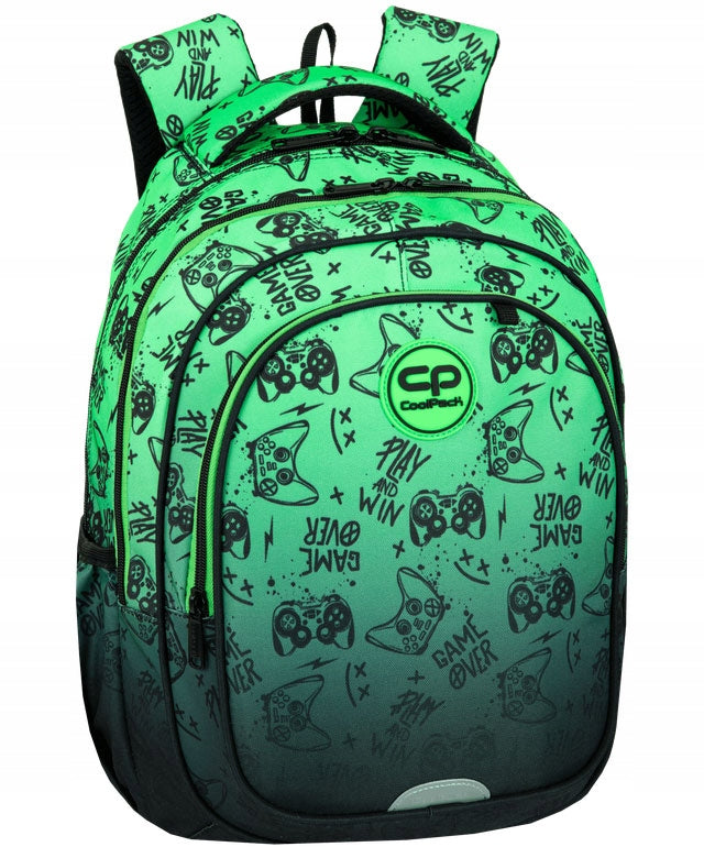 School backpack Fast Game Over gradient green for boy class 1-3 Coolpack Packaging status original
