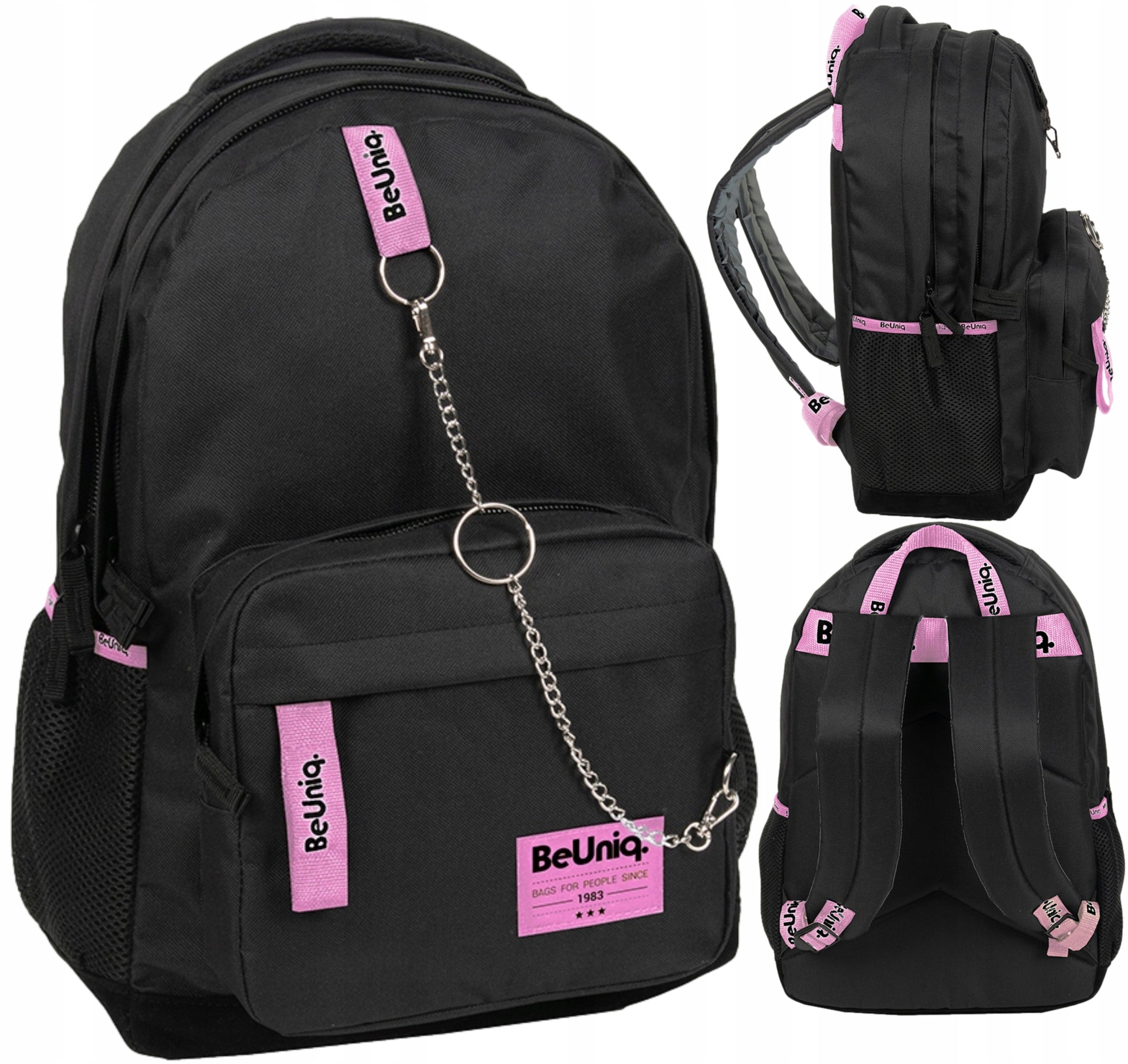 School backpack Paso BeUniq multi-chamber black-pink