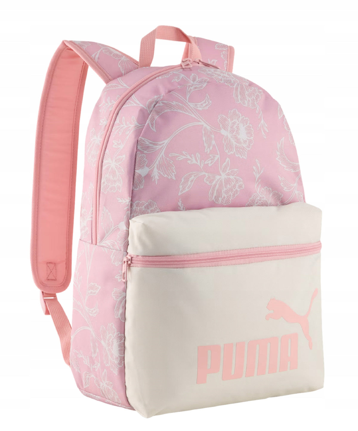 School backpack Puma youth pink flowers for girls + lesson plan Packaging status original