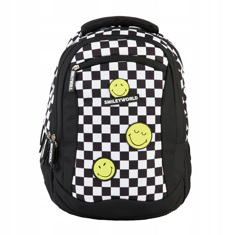 School backpack Smiley World BeUniq white and black checkerboard youth EAN (GTIN) 5903162125961