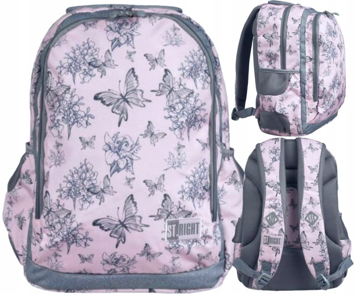 School backpack St. Majewski multi-chamber Butterflies VINTAGE