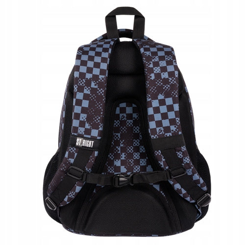School backpack St.Right 4 compartment black,city chessboard, grating 26 l Packaging status original