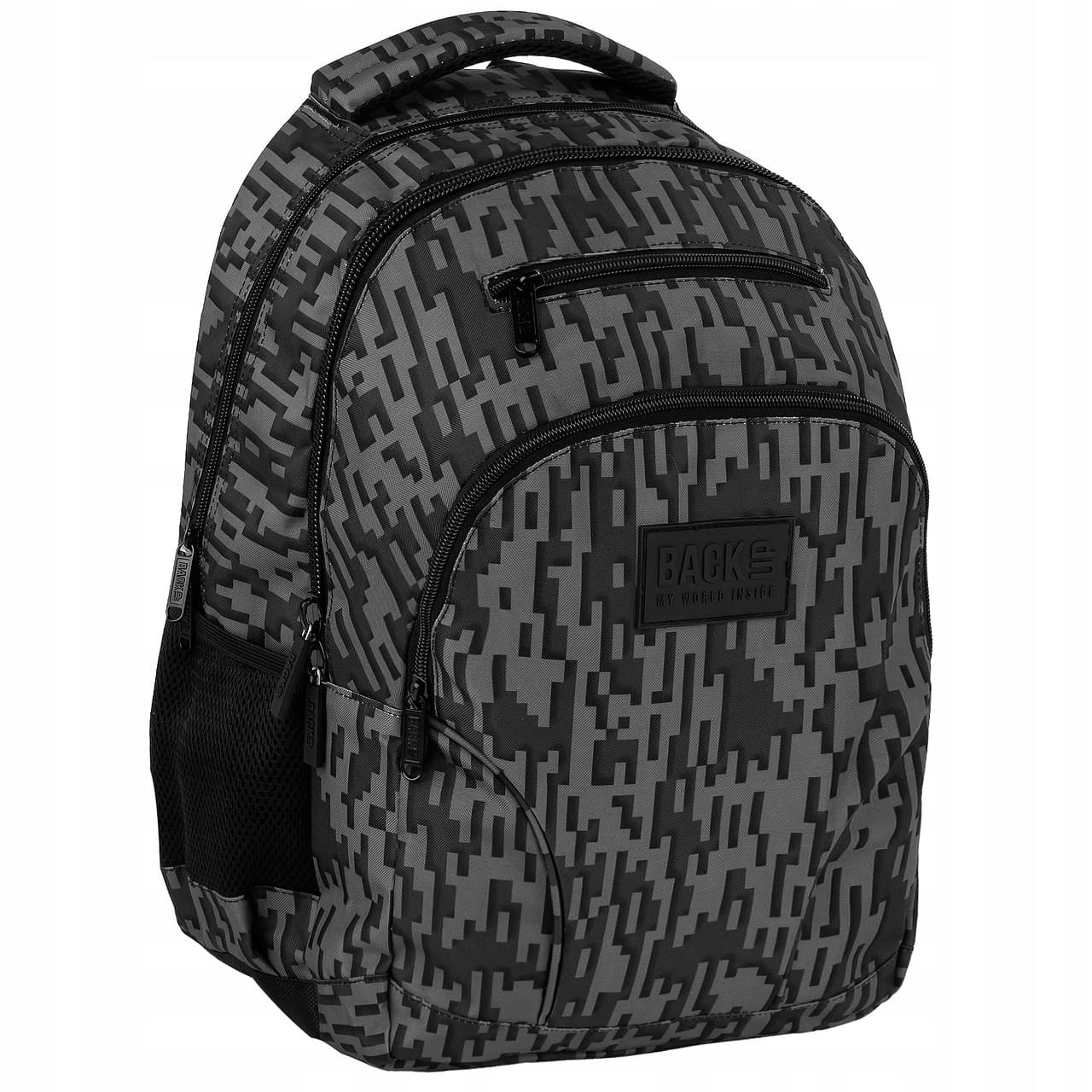 School backpack W. large, grey-black, 30 L