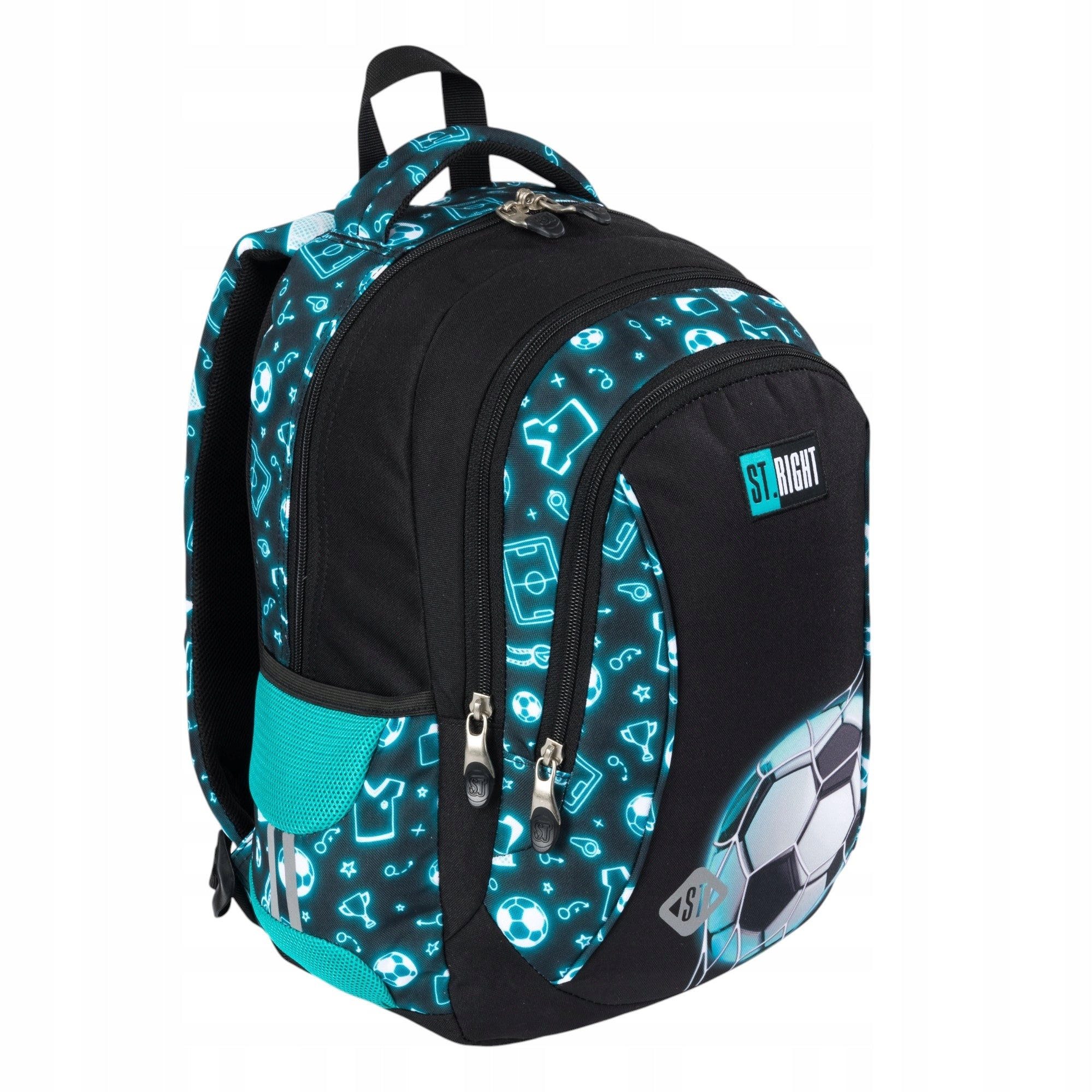 School backpack Youth multi-chamber St.Right FOOTBALL NEON BALL