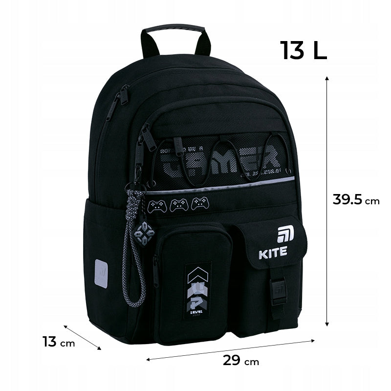 School backpack black for boys 6-12 years multi-pocket Game Kite Manufacturer code K26-584M-5