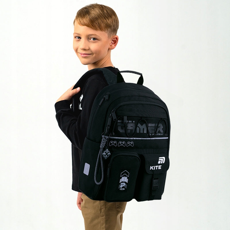 School backpack black for boys 6-12 years multi-pocket Game Kite Packaging status original