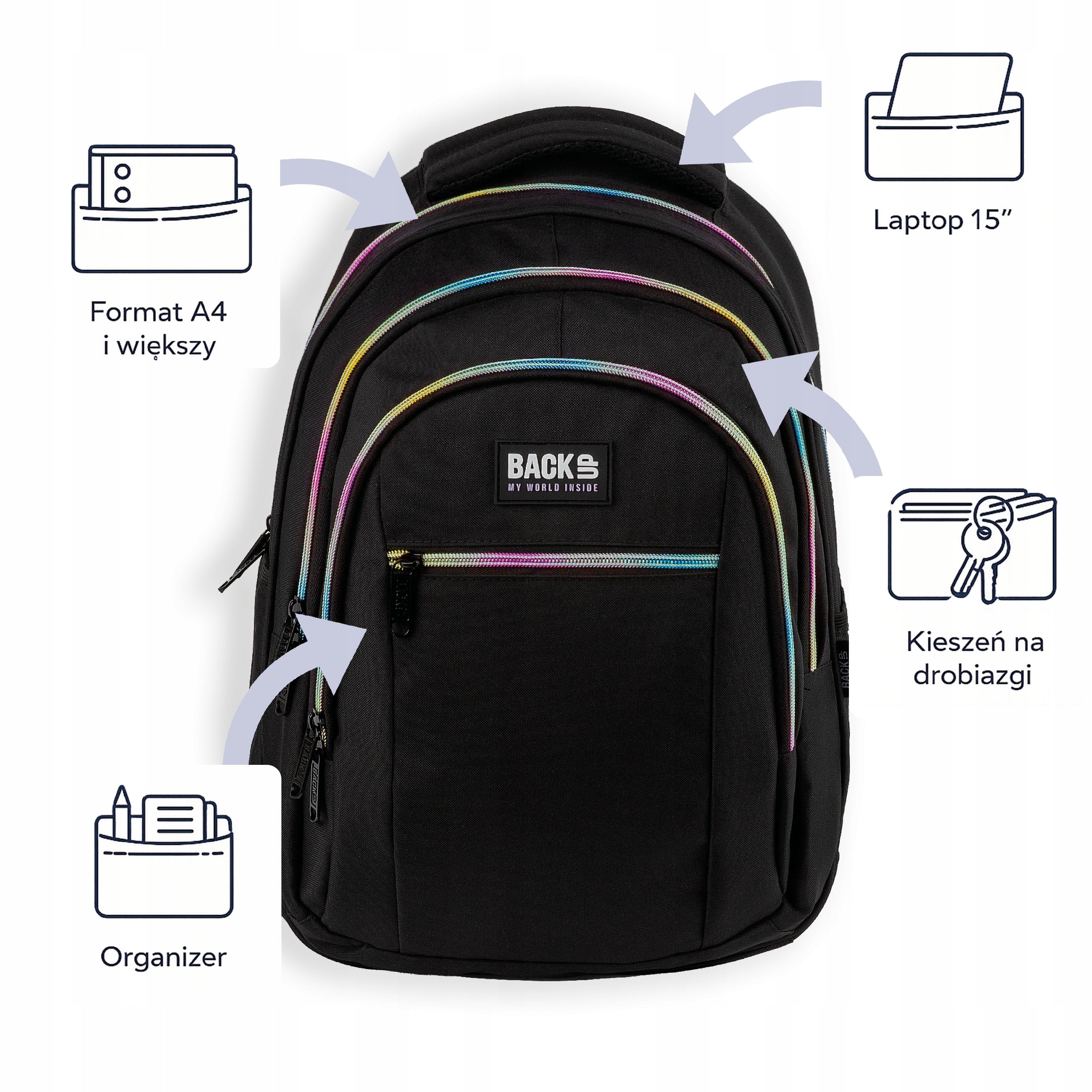 School backpack boys BackUP black Brand Back Up
