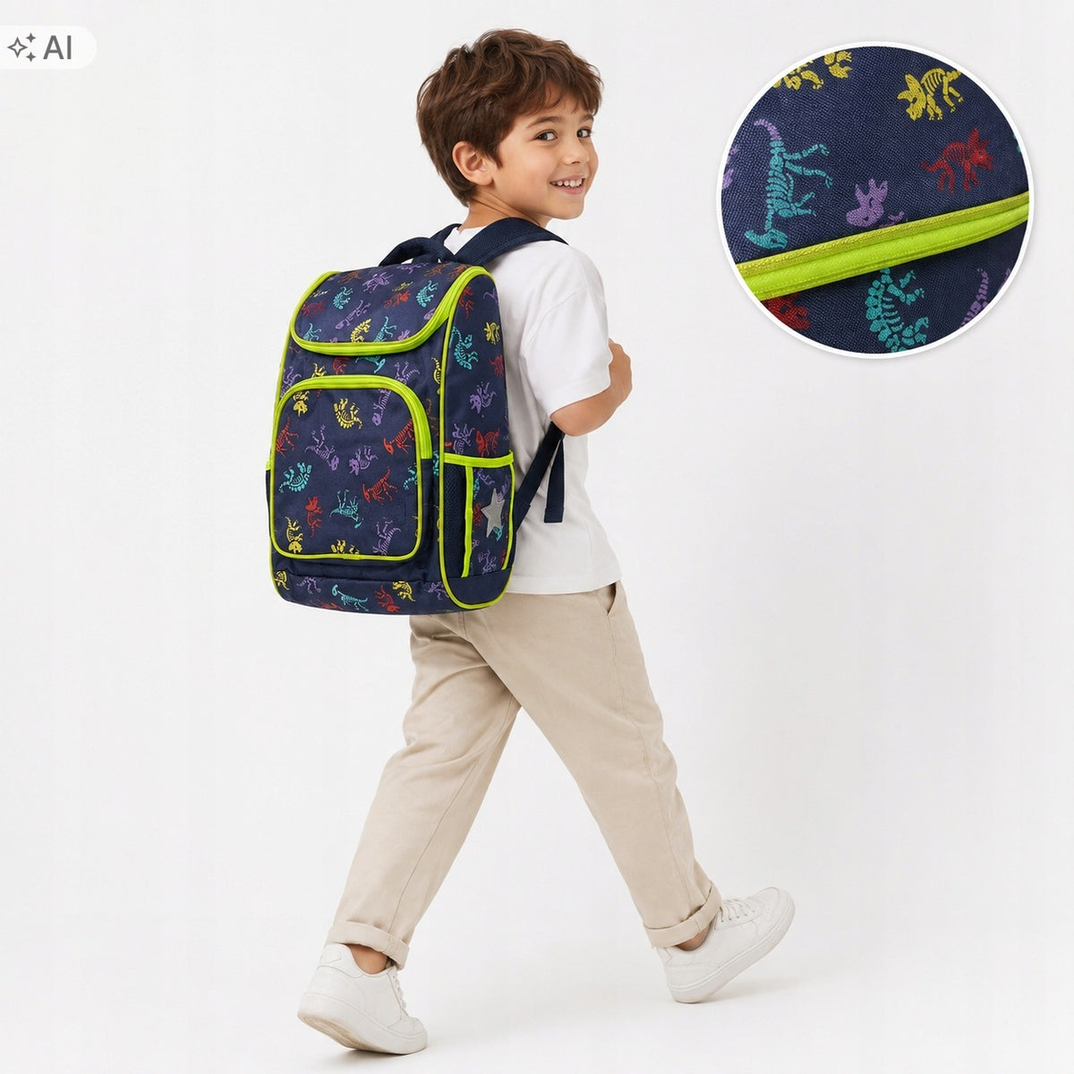 School backpack boys dinosaurs navy blue Sinsay new