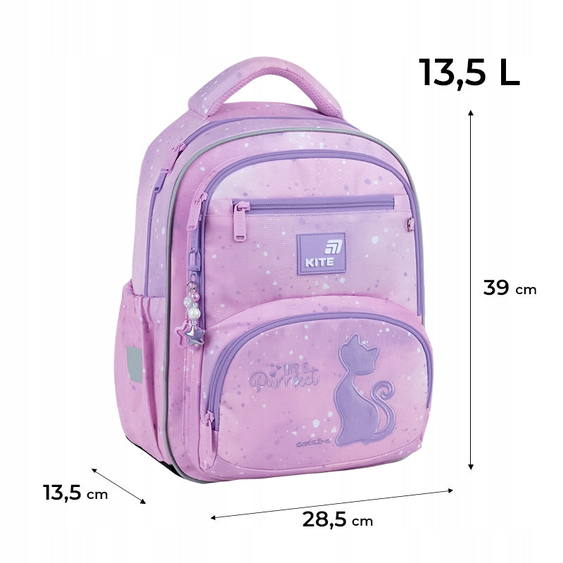 School backpack cat for girls class 1-4 pink with reflectors Kite Manufacturer code K26-773M-1