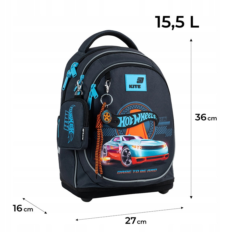 School backpack for boy 6-8 years blue with keychain Hot Wheels Kite Manufacturer code HW26-724S