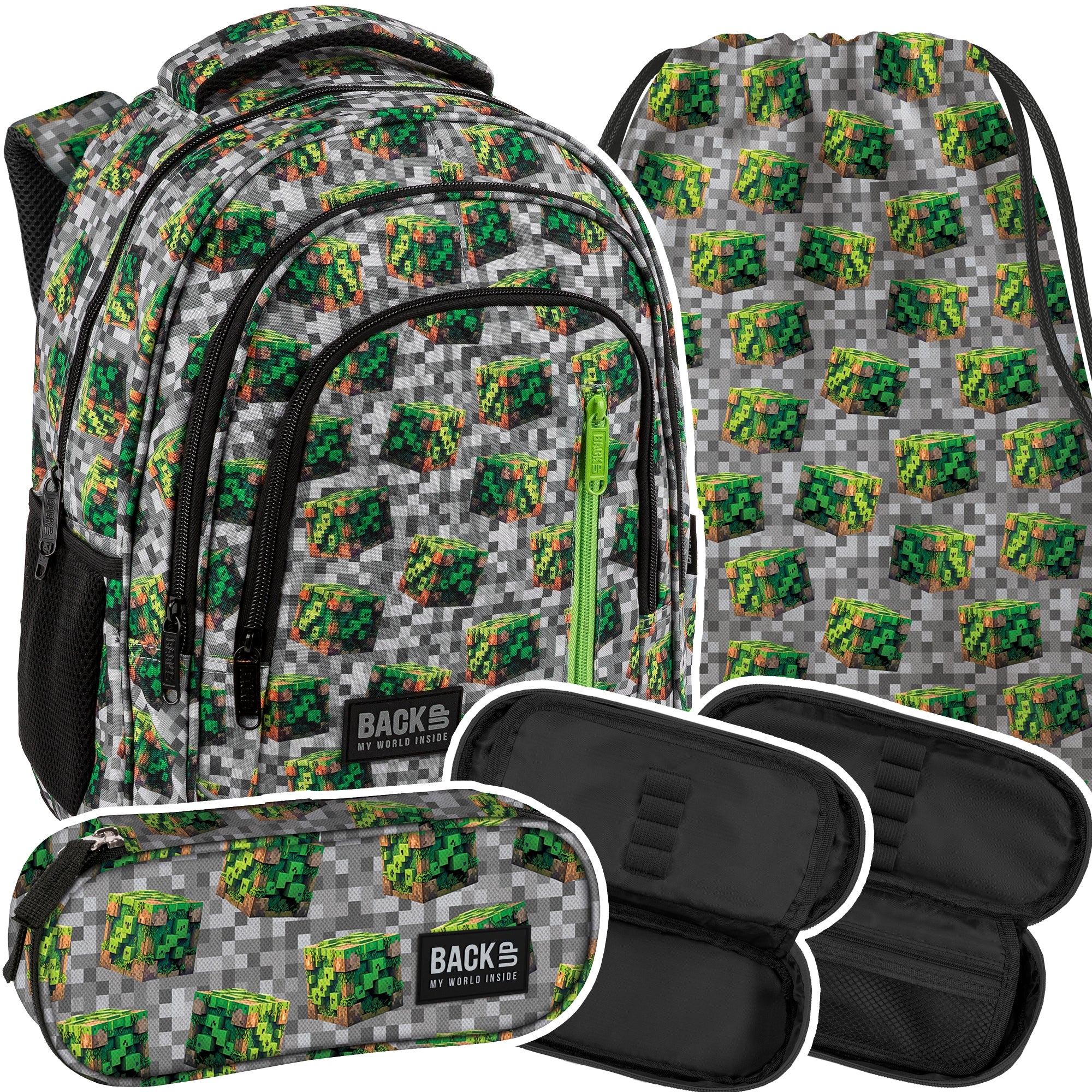 School backpack for boy kl 1-2 BackUP PIXEL BLOCKS for MINECRAFT fan