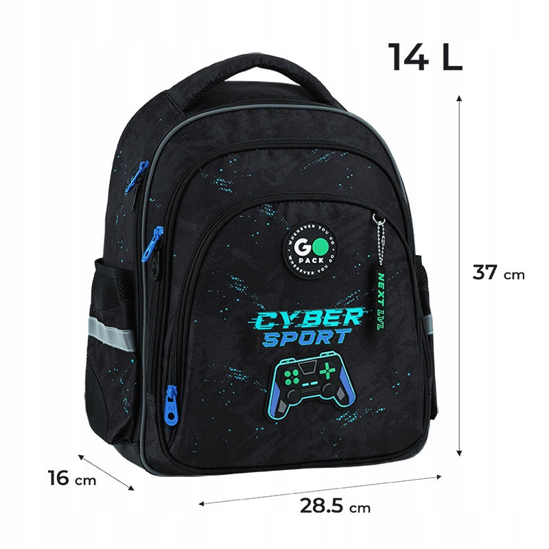 School backpack for boys 6-8 years multi-chamber black Game GoPack Manufacturer code GO26-2606S-5