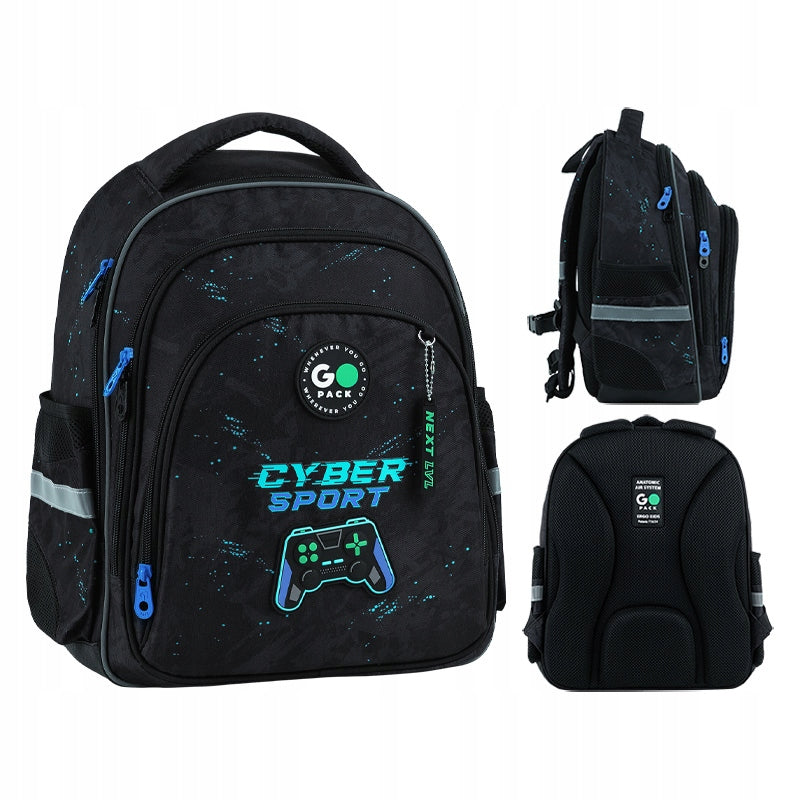 School backpack for boys 6-8 years multi-chamber black Game GoPack