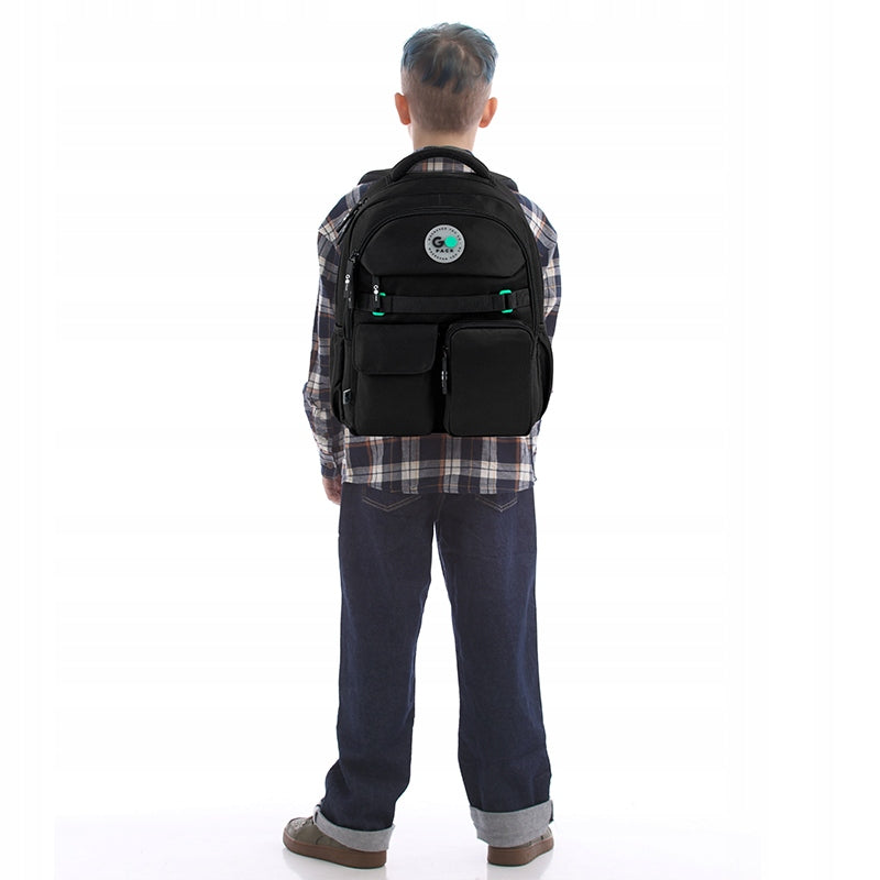 School backpack for boys 9-12 years anatomical backpack black GoPack Packaging status original