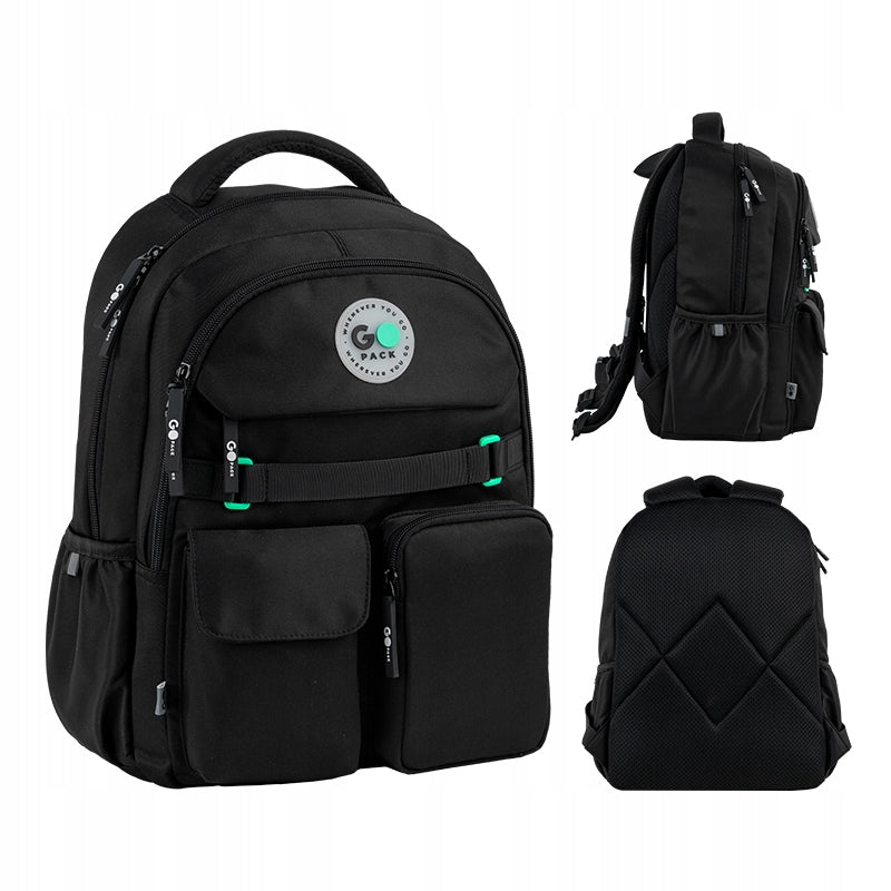 School backpack for boys 9-12 years anatomical backpack black GoPack