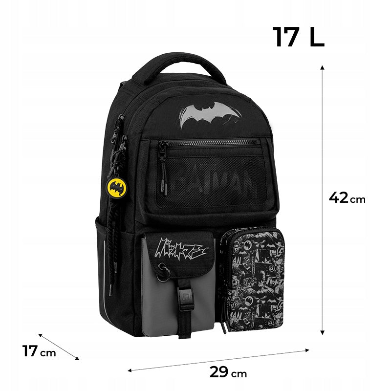 School backpack for boys 9-12 years black Batman Kite Manufacturer code DC26-2587M