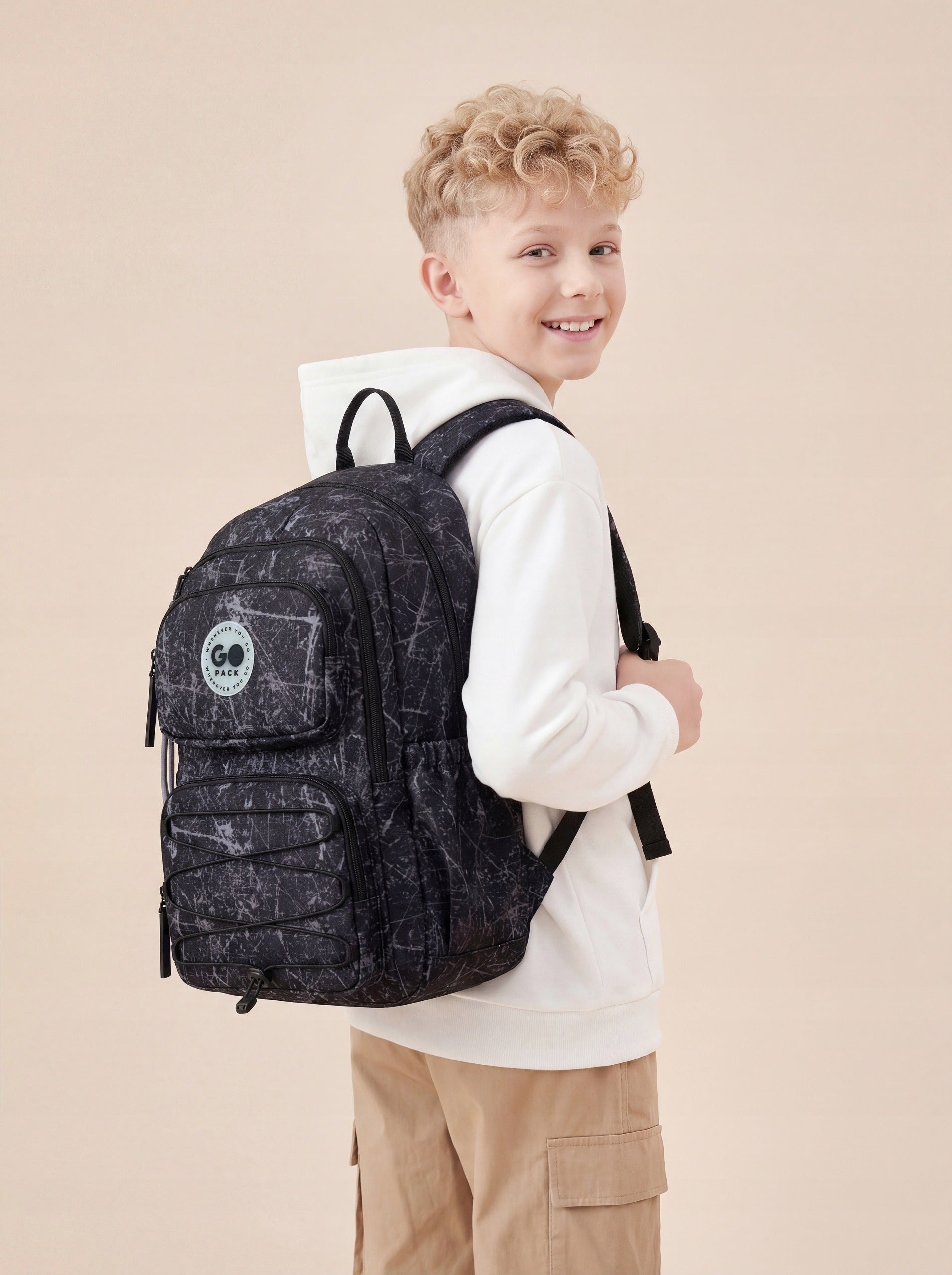 School backpack for boys 9-12 years black multi-chamber pendant GoPack Manufacturer code GO26-120M-3