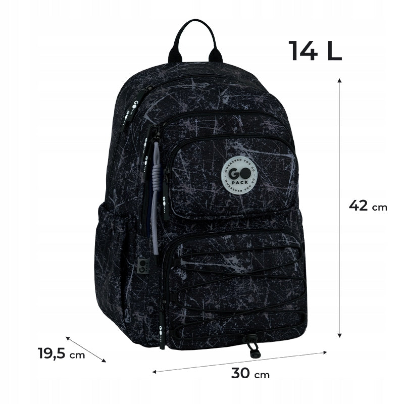 School backpack for boys 9-12 years black multi-chamber pendant GoPack Packaging status original