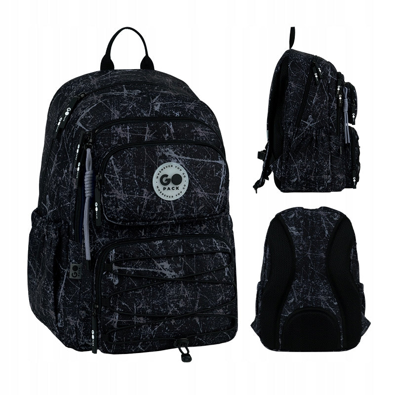 School backpack for boys 9-12 years black multi-chamber pendant GoPack
