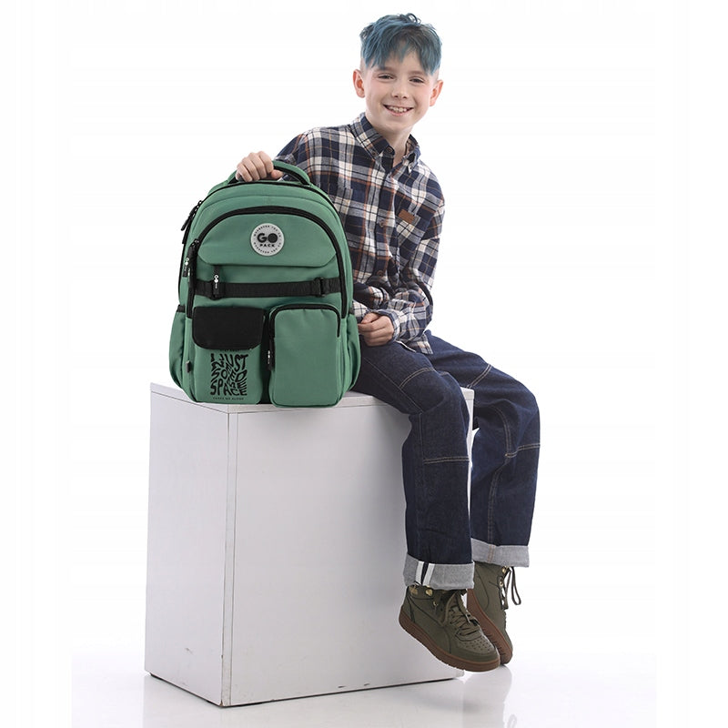 School backpack for boys 9-12 years green breathable back GoPack Manufacturer code GO26-183M-4