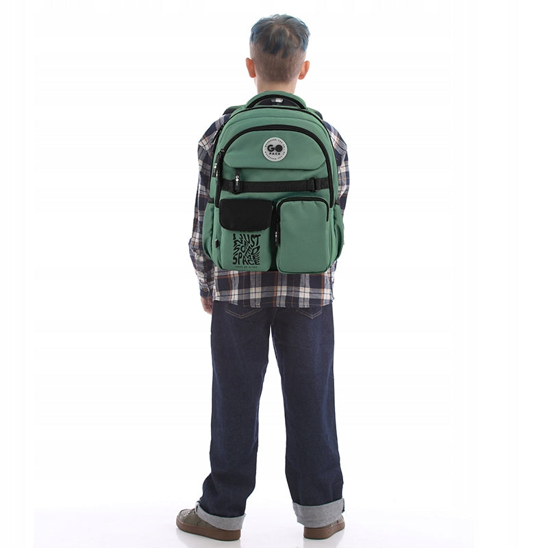 School backpack for boys 9-12 years green breathable back GoPack Packaging status original