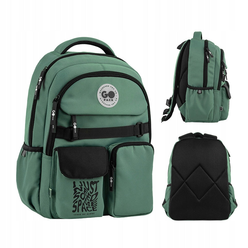 School backpack for boys 9-12 years green breathable back GoPack