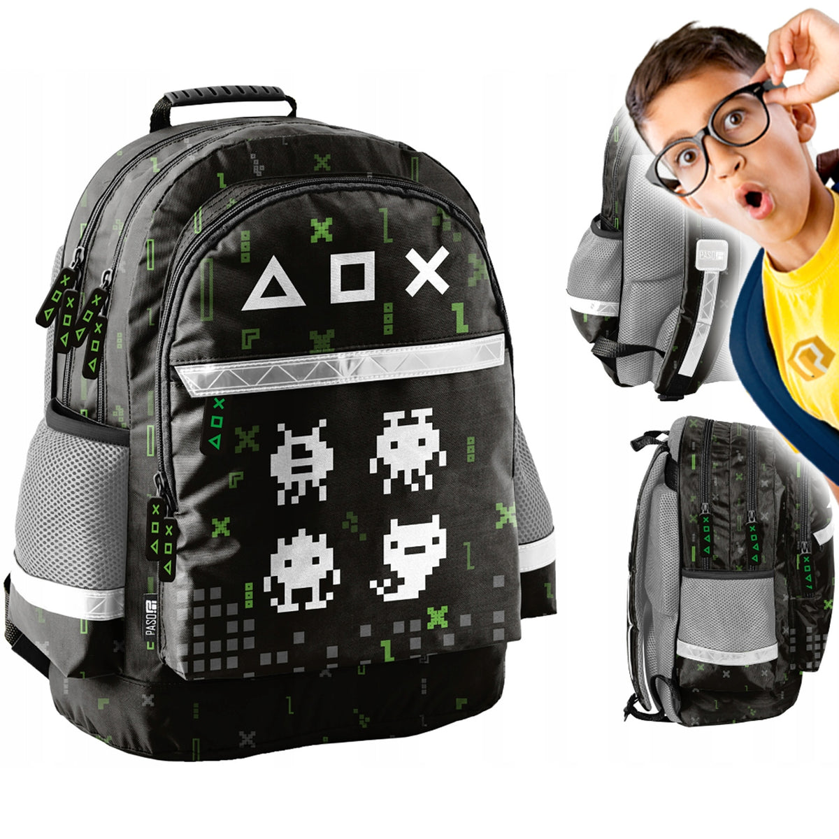 School backpack for boys Gaming 1-3 class black
