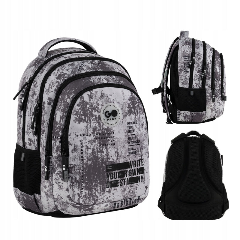 School backpack for boys anatomical youth grey GoPack