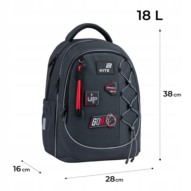 School backpack for boys orthopedic with Velcro patches grey Kite Manufacturer code K26-700M-6