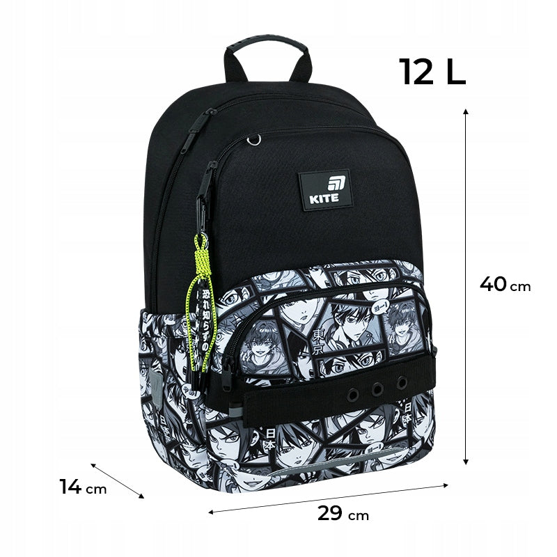 School backpack for children up to class 1-6 orthopedic black with keychain Kite Manufacturer code K26-585M-5